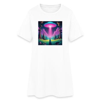 OVNI avec lapin - Robe T-shirt Femme - blanc - Devant