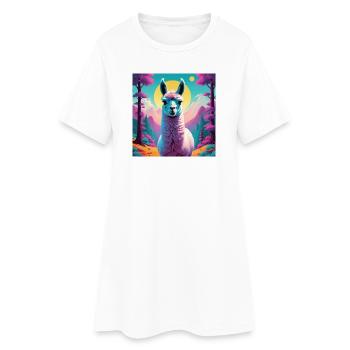 Lama - Robe T-shirt Femme - blanc - Devant