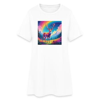 Cerf avec arc-en-ciel - Robe T-shirt Femme - blanc - Devant