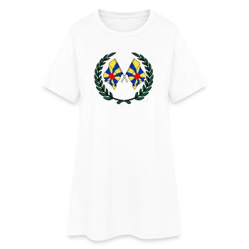 Drapeaux de Flandre occidentale en couronne de laurier - Robe T-shirt Femme - blanc - Devant