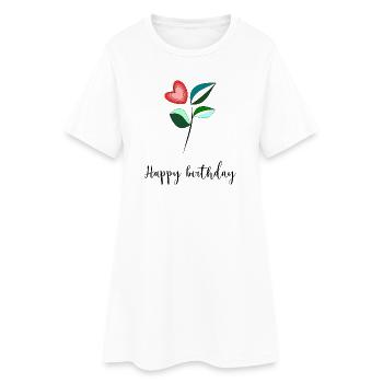 JOYEUX ANNIVERSAIRE. HAPPY BIRTHDAY. ANNIVERSAIRE. - Robe T-shirt Femme - blanc - Devant
