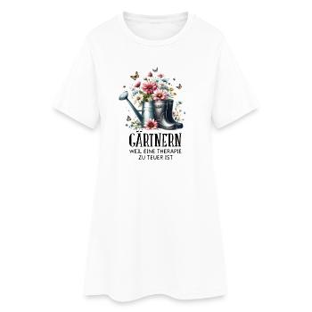 Gärtnern weil Therapie zu teuer – Garten Spruch - Frauen T-Shirt-Kleid - Weiß - Vorne