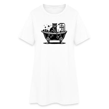 Raton laveur mignon dans la baignoire - Robe T-shirt Femme - blanc - Devant