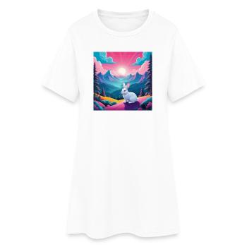 Lapin sur la montagne - Robe T-shirt Femme - blanc - Devant