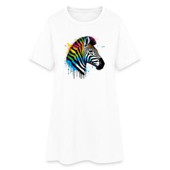 Zebra - Frauen T-Shirt-Kleid - Weiß - Vorne