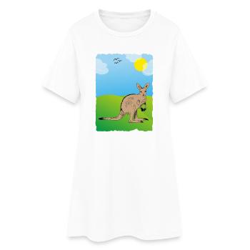 Känguru - Frauen T-Shirt-Kleid - Weiß - Vorne