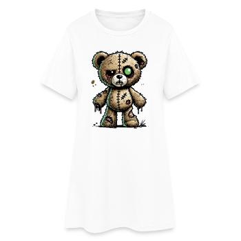 creepy fascinating zombie teddy bear - Women’s T-Shirt Dress - white - Front