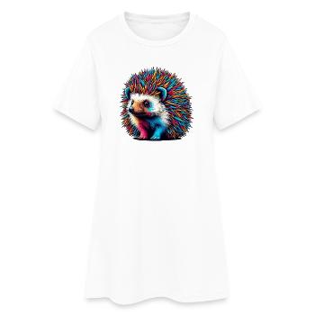 Igel - Frauen T-Shirt-Kleid - Weiß - Vorne