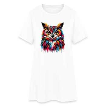 Hibou - Robe T-shirt Femme - blanc - Devant