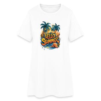Imprimé Ambiance tropicale d’été - Robe T-shirt Femme - blanc - Devant