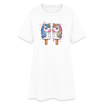 Motif de glace licorne coloré pour l’été - Robe T-shirt Femme - blanc - Devant