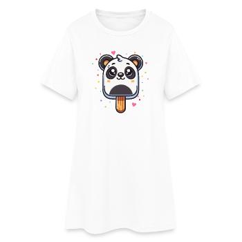 cute panda ice cream motif for summer - Women’s T-Shirt Dress - white - Front