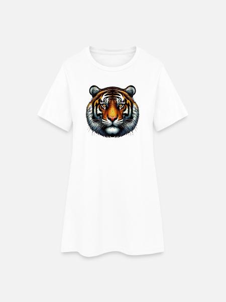 Tiger - Frauen T-Shirt-Kleid - Weiß
