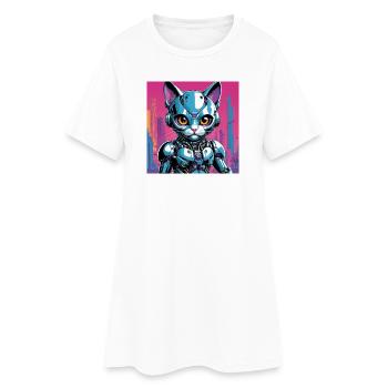 Chaton Robo - Robe T-shirt Femme - blanc - Devant