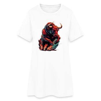 Stier - Frauen T-Shirt-Kleid - Weiß - Vorne