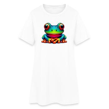 Frosch - Frauen T-Shirt-Kleid - Weiß - Vorne