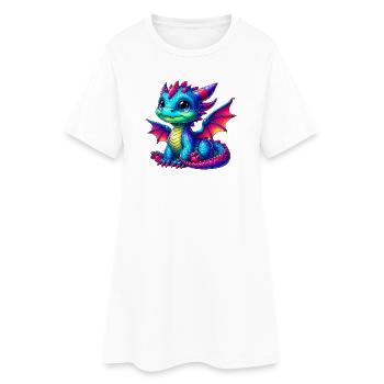Drache - Frauen T-Shirt-Kleid - Weiß - Vorne
