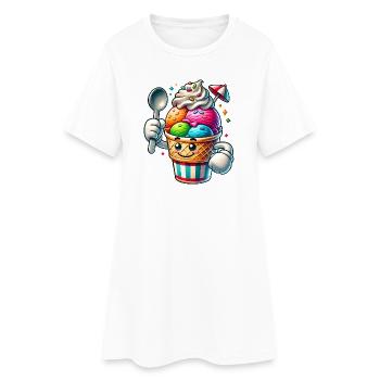 motif de glace de dessin animé joyeux pour les plaisirs de l’été - Robe T-shirt Femme - blanc - Devant