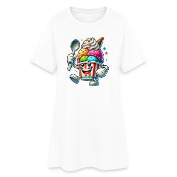 motif de glace de dessin animé joyeux pour les plaisirs de l’été - Robe T-shirt Femme - blanc - Devant