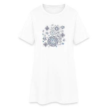 Motif abstrait de feux d’artifice en bleu et or - Robe T-shirt Femme - blanc - Devant
