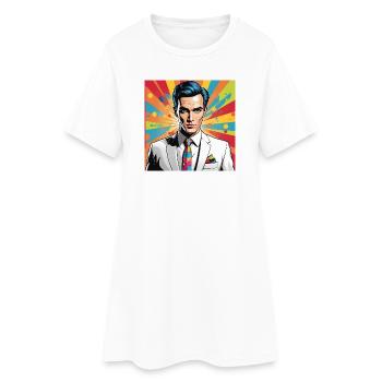 Portrait Pop Art Élégant - Robe T-shirt Femme - blanc - Devant