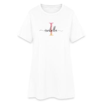 J | Monogramme | Nom | Isabelle |Aquarelle - Robe T-shirt Femme - blanc - Devant