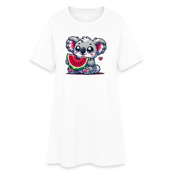 L’adorable koala déguste un morceau de pastèque - Robe T-shirt Femme - blanc - Devant