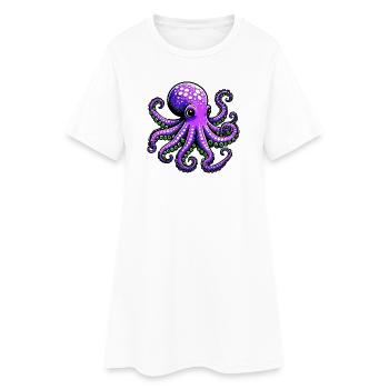 Krake - Frauen T-Shirt-Kleid - Weiß - Vorne