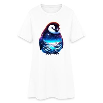 Pinguin - Frauen T-Shirt-Kleid - Weiß - Vorne