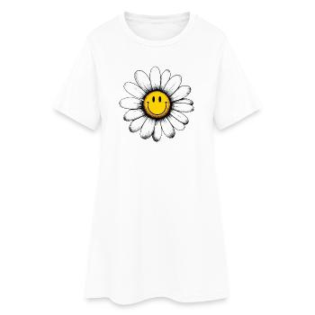 Gänseblümchen - Frauen T-Shirt-Kleid - Weiß - Vorne