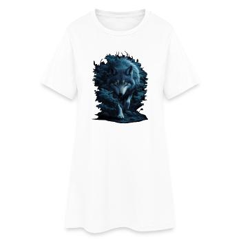 Mystic Wolf in Night Forest - Women’s T-Shirt Dress - white - Front