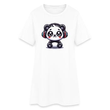 Motif mignon de casque panda - Robe T-shirt Femme - blanc - Devant