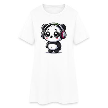 Motif mignon de casque panda - Robe T-shirt Femme - blanc - Devant