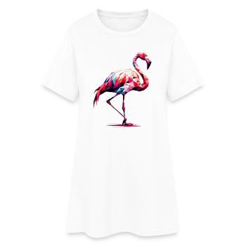 Flamant rose polygonal - Robe T-shirt Femme - blanc - Devant