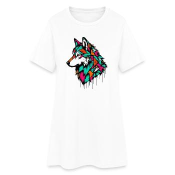 Loup - Robe T-shirt Femme - blanc - Devant