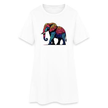 Éléphant - Robe T-shirt Femme - blanc - Devant