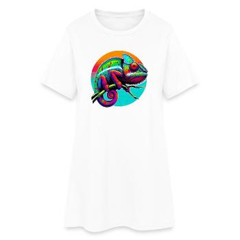 Caméléon - Robe T-shirt Femme - blanc - Devant