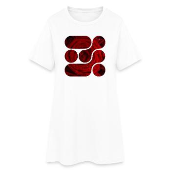 OCHOOO - Rote Rose - Frauen T-Shirt-Kleid - Weiß - Vorne