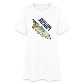 Aquarell Landkarte Aruba - Frauen T-Shirt-Kleid - Weiß - Vorne