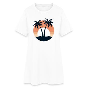 Rétro coucher de soleil Palmiers Plage Vacances Tropical - Robe T-shirt Femme - blanc - Devant