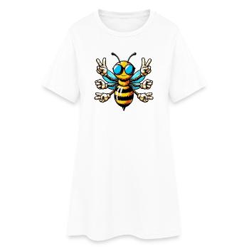Bee with Sunglasses - Women’s T-Shirt Dress - white - Front