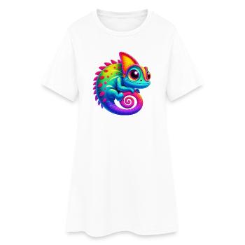 Caméléon - Robe T-shirt Femme - blanc - Devant