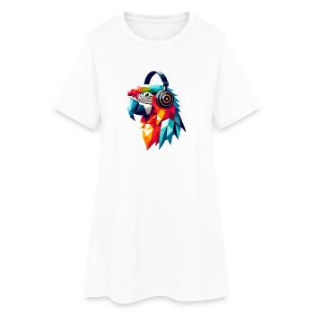 Polygone Perroquet avec casque Coloré Musique Amour - Robe T-shirt Femme - blanc - Devant