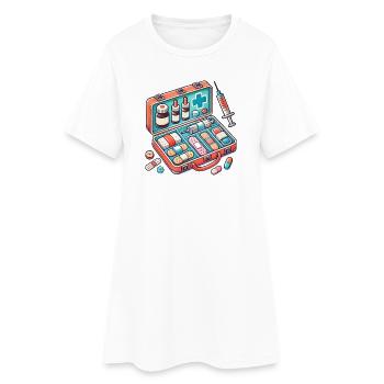Tissu de pharmacie détaillé, symbole de sécurité - Robe T-shirt Femme - blanc - Devant