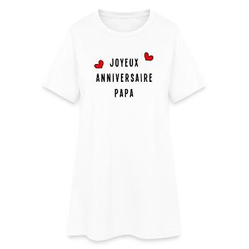 ANNIVERSAIRE. HAPPY BIRTHDAY. JOYEUX ANNIVERSAIRE. - Robe T-shirt Femme - blanc - Devant