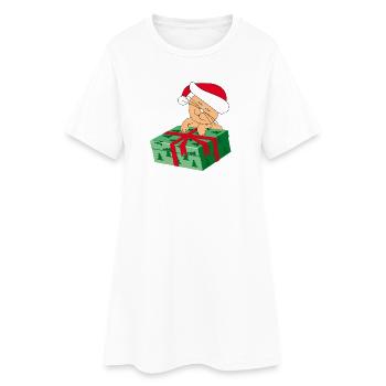 Chat heureux Katze avec un cadeau - Robe T-shirt Femme - blanc - Devant