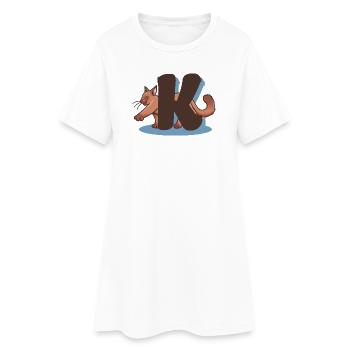 Lettre K chat - Robe T-shirt Femme - blanc - Devant