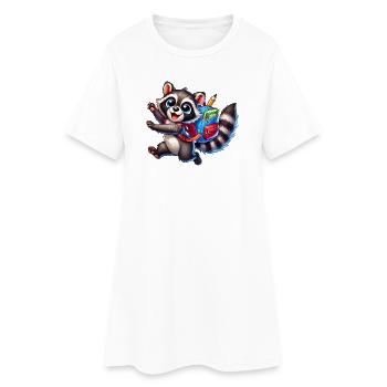Start of school with raccoon: raccoon for school beginners - Women’s T-Shirt Dress - white - Front