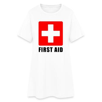 First Aid Medical Cross Safety Sign Vector Icon - Women’s T-Shirt Dress - white - Front