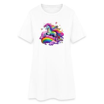 Fee Regenbogen Einhorn - Frauen T-Shirt-Kleid - Weiß - Vorne